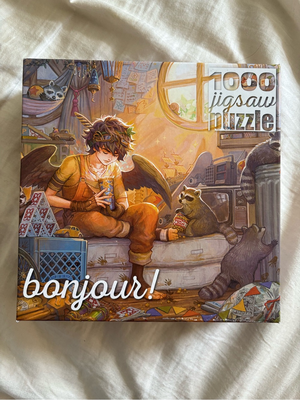 Bonjour! 1000-Piece Jigsaw Puzzle — Warm Tonal Illustration (Orange, Brown)